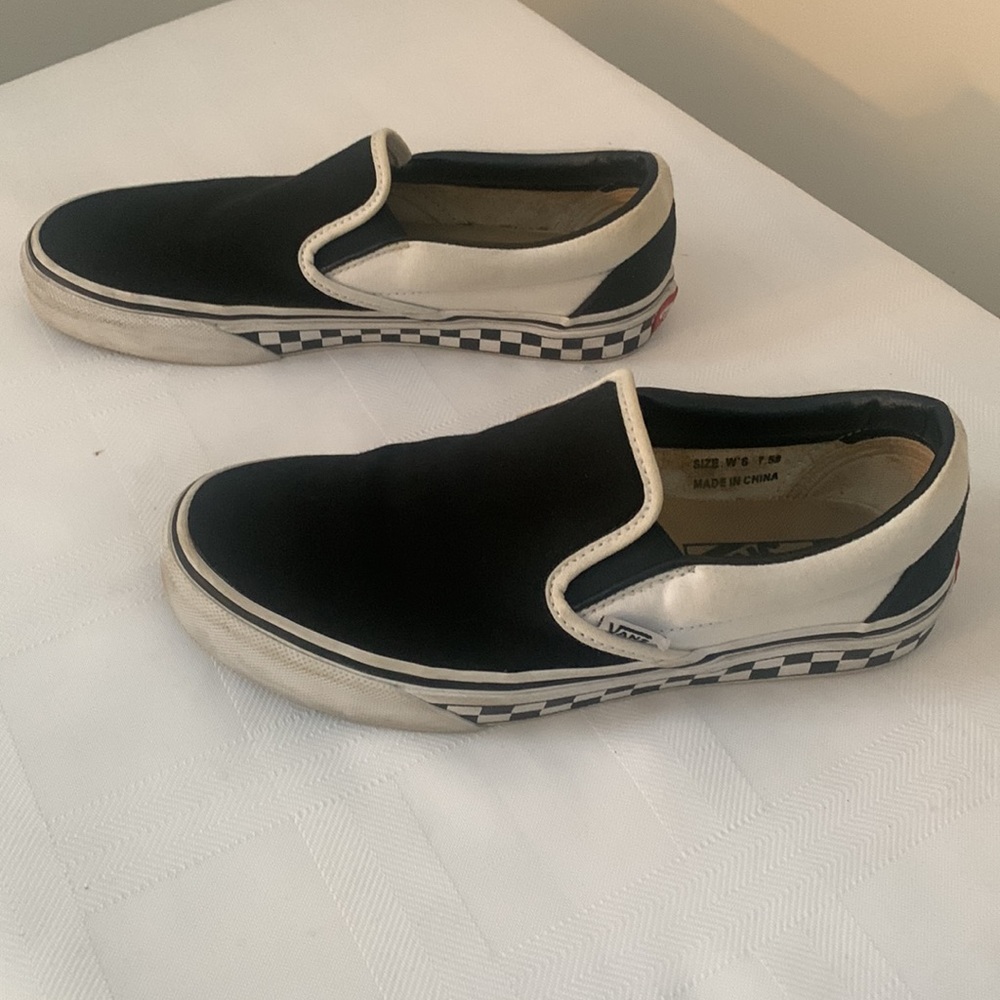 Vans Slip On Customs Black White 7.5